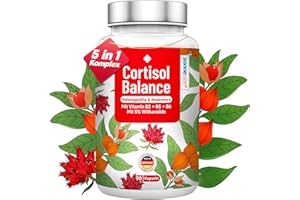 ‎SONNESEE Cortisol Balance Ashwagandha Rosenwurz 5 fach pro Tag 600mg Komplex hochdosiert Kapseln Vegen in Deutschland produziert