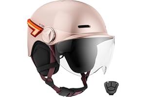 CASR Glow - Casco LED para Bicicleta y Patinete - Visera XL y Orejeras extraíbles, Intermitentes Traseros y Mando a Distancia - Diseño Urbano Elegante para Hombre y Mujer