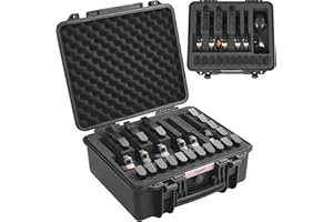 VEVOR Hartschalenkoffer Pistolen, Pistolenkoffer mit vorgeschnittenem Futter, staubdichter Hartschalenkoffer für 6 Pistolen, abschließbarer Pistolenkoffer, Waffenkoffer schwarz, 491 x 434 x 211 mm