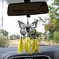 MH VILLA Acrylic Butterfly Car Hanging, Dream Catcher for Car, Mirror Hanging Accessories Interior, Decoration Accessories, Black(Butterfly)