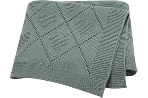 Hadetoto Baby Blanket 100% Cotton Baby Cellular Blanket - Dark Green