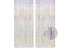 PIGETALE Lametta Vorhang Silber, 2 Stück 1x2.5m Metallische Glitzervorhang Fringe, Glitzer Party Vorhang, Folien Fransen Hintergrund fur Geburtstag Hochzeit Festivals Disco Silberhochzeit Dekoration