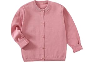 Yealoo Chaqueta de punto para niña, uniforme escolar, chaqueta de algodón, chaqueta para niños y niñas, cuello redondo, manga larga, suéter con botones