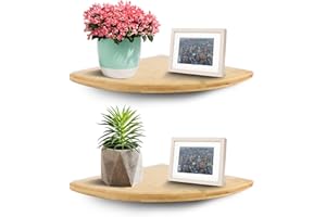 GUGXIOM Mensola angolare a parete, mensola angolare galleggiante in legno, mensola angolare a parete, mensole angolari galleggianti, mensole angolari per camera da letto, bagno (2 pezzi)