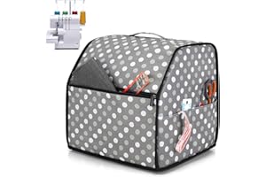 Luxja Abdeckhaube für Overlock, Schutzhülle für Overlocker-Nähmaschine, Overlock Zubehör Staubschutzhaube, Graue Punkte