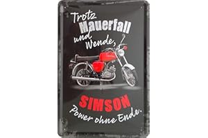 VIELESGUENSTIG-2013 Blechschild Schild 20x30cm gewölbt - trotz Mauerfall und Wende Simson Power ohne Ende S51 Enduro Moped