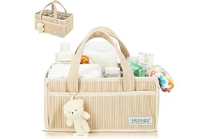 UPGRADED PREMIUM NOVINEST Nappy Caddy Organizer, Newborn Essentials Car Diaper Caddy, Portable Nursery Storage Basket with Detachable Compartments, Baby Shower Gifts Registry Must Have for Boy or Girl