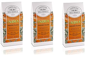 CAFFÈ CORSINI 1950 Caffè Corsini - Café Moulu 3x250g Compagnia Dell'Arabica Indie Mousson Malabar, Mono Origine, Épicé, 750g au Total