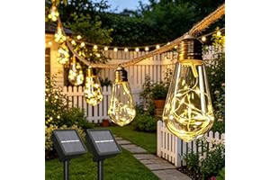 2 Pack Solar String Lights Outdoor Garden 11.2m Solar Powered Festoon Lights , 20 S14 Bulbs 200 LED Solar Garden Fairy Lights