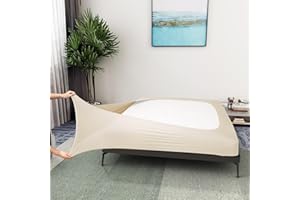 ALYVIA SPRING Box Spring Cover King Size - Gonna da letto a 4 lati in jersey e tessuto elasticizzato per letto king size, colore: Beige
