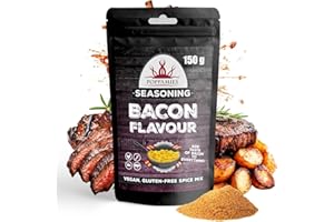 Poppamies Bacon Flavour Vegan Spice Mix - 100% Natural BBQ Seasoning - Perfect for Meat Potatoes Vegetables or as a Popcorn Seasoning - Large Pack 150g