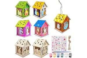 ZTBFHLZQ Ostern Bastelset Kinder, 7 PCS Ostern Basteln Holz, Ostern Holzbastelset, Ostern Deko Bastelset, Farbset mit 2 Pinsel und Diamantaufkleber, DIY Holzbastelset zum Bemalen
