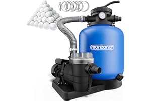 MONZANA® Pompe filtre à sable 13.200 l/h 600W 1200g boules filtration raccord 2en1 32-38mm système de filtre à sable vanne 7 voies pompe piscine