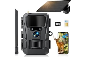 WOLFANG Cellular Wildlife Camera Soldriven, 2K 48MP spårkamera med 5 200 mAh batteri, 2,0 tums skärm, APP-kontroll, mö