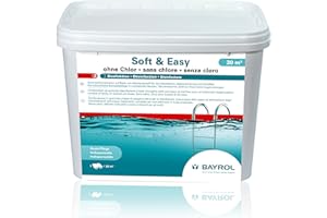 BAYROL Soft & Easy sans Chlore – Granulés d'oxygène Actif avec prévention des algues et Effet clarifiant – Sacs pré-portionnés – 5,04 kg – 30 m³