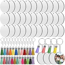 Set 120 Pezzi Per Portachiavi A Sublimazione – MDF Rettangolare 6x4 Cm, Nappe Colorate E Anelli - 5