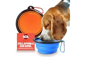 SOL 2pk Collapsible Dog Bowl, Adjustable Clip Dog Travel Bowl, Foldable Food & Water Bowl with Carabiner Clip for Outdoor & Travel Use, Lightweight, Durable, Compact & Portable Design for Easy Carry