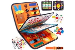 AOXLLK Busy Board for Toddlers, Activity Board for Preschool Kids, Educational Toys for Kids, Portable Busy Board, Buckle Zipper Educational Learning Board Toys for Kids Activities for 1 2 3 4 5 Year