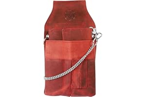 LEONARDO VERRELLI Kellner-Geldbörse aus Leder in Bordeaux mit großem Münzfach Damen Herren Portemonnaie mit oder ohne Holster und Kette