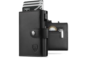TEEHON Portafoglio Uomo RFID Bloccante Pelle Sintetica, Portafoglio Uomo Slim con Porta Carte di Credito, con Scomparto Banconote, Tasca Monete & Finestra ID Chiusura a Bottone - Nero