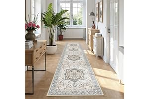 YOWOMO Teppich Wohnzimmer 80X300cm TeppichläUfer Schlafzimmer Carpet Vintage Kurzflor Waschbarer Boho Wohnzimmer Rug Living Room Bedroom