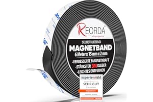 REORDA® Bande Magnétique Puissante - Aimant Autocollant avec Adhésif 3M Puissant - avec Force Magnétique Optimisée, Scotch Aimanté