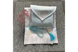 travel portable turkish prayer mat rug with the prayer beads in satin pouch set for muslim gifts (Dreamy Sky)