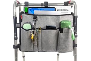 TONINT Large Walking Frame Bag with Cup Holder,Walker Tote Bag,Walker Basket,Folding Walker Attachment Hands-Free Storage Basket Mobility Aid Accessory Pouch for Elderly