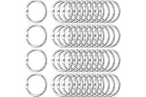 Hongtellor Binder Rings, 40Pcs 30mm/1.2 inch Nickel Plated, Loose Leaf, Index Card, Small Book Rings for Flash Cards, Office, School, Home, Papers, Keychains