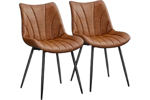 Yaheetech Set of 2 Modern Upholstered Dining Chairs with Metal Legs, Armless Side Chairs for Kitchen Dining Room Living Room, Kitchen Chairs with Backrest Brown