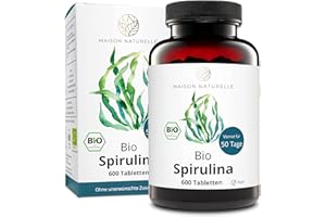 ‎MAISON NATURELLE MAISON NATURELLE® | Bio Spirulina Presslinge (600 Stück) - 100% reine Bio Spirulina Alge ohne Zusätze, Hochdosiert 4.800 mg Bio Spirulina je Dosis