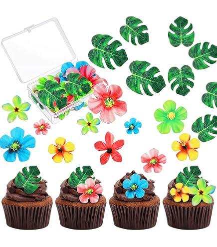 6er Set Cake Topper Ananas Blätter - Tropische Tortenstecker Für Hawaii-Party & Geburtstag
