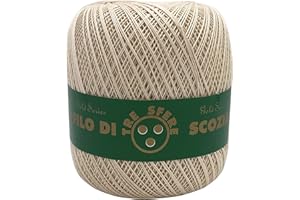 filati italiani Cotone Filo di Scozia 100g Titolo 5-8 - 12-16 (Ecru - 202, 12)