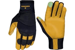 NORTH SKIN® Heavy Duty Work Gloves Touch Screen Thorn Proof Cow Leather Gardening Gloves Tear Resistant Multipurpose Safety for Garden Working Mechanic Driving Construction Electrician