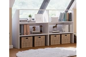 Bellamio Aland Dachschrägenregal, Wandregal extra breit, Regal für Dachschrägen mit 2 Ablageflächen, Regal in weiß, 100 x 50 x 179 cm