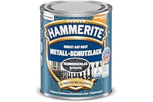 Hammerite Metallschutzlack Hammerschlag, 3in1- Rostschutz, Schwarz, 750 ml