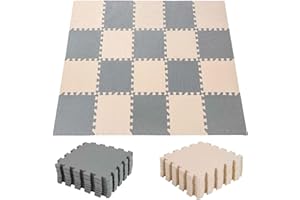 CROWNSHOP 20PCS Baby Play Mat 30x30x1CM Foam Kids Play Mat Interlocking Floor Tiles Multi Colour Soft EVA Baby Floor Mats for Children's Play and Crawl (Grey+Off White)