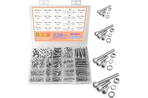 HVDHYY M3 M4 M5 M6 Nut and Bolt set Machine Screws & Nuts & Washers Assortment kit 304 Stainless Steel Hex Socket Button with a Reusable Storage Box (520pcs)