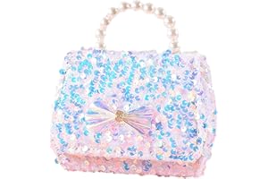 Anopo Nodo a Fiocco Borsellino per Bambine Microfibra Borsa a Tracolla Paillettes Borse a Spalla Portafoglio Glitterato Borsa con Perle per Bambini