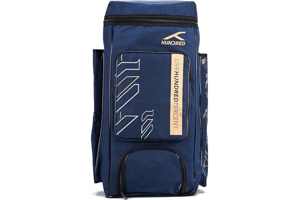 Hundred Polyester Aspire Cricket Kitbag Spacious & Durable Sports Gear Bag with Multiple Compartments Shoe Compartment & Sturdy Zippers Padded Straps(Navy)