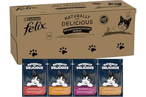 NESTLÉ Felix Naturally Delicious, Katzenfutter nass Geschmacksvielfalt vom Land mit Gemüse in Gelee, 80er Pack (2x40x80g)