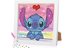 Lxmsja 5D DIY Stitch Diamond Painting Bambini Bambine Pittura Diamante Immagini per Bambini Adulti, Diamond Painting Girl con cornice, Regali per Ragazze 4-13 anni, Arts Craft per Home Decor