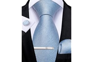 DiBanGu Einfarbig Krawatte für Herren formellen Seiden-krawatte und Einstecktuch Manschettenknöpfe Krawattenklammer Set für Hochzeit Party
