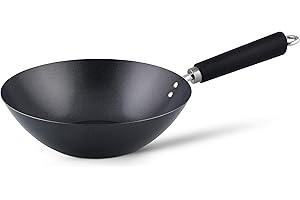Ken Hom Wok Acier au Carbone, 27cm, Excellence, Poele Wok Induction/Compatible avec les Ustensiles en Métal, Passe au lave-vaisselle, Garantie de 2 ans, KH427001
