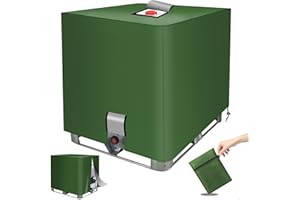 MaxAwe IBC Water Tank Cover, 420D Green Tarpaulin with Zipper & Velcro, 120 x 100 x 116cm IBC Container Protective Cover, Waterproof Sun UV Protective for Outdoor 1000L IBC Rainwater Tank