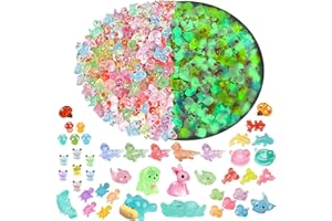 OcTecho 150pcs Mini Glow Resin Animals, 21 Styles Tiny Mixed Luminous Resin Animals, Small Plastic Animal Figures Glow in the Dark for Potted Micro Landscape Fairy Garden Aquarium Dollhouse Decor