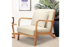 YODOLLA Sessel Akzentstühle Cocktailsessel für Wohnzimmer, loungesessel moderner Lesesessel mit Holzarmlehne Armchair Accent Chairs Beige, 65x75x70 cm