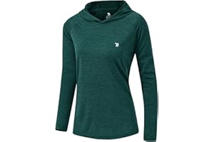 donhobo Women's Long Sleeve Sports Running Hoodie Tops Shirts with Thumb Hole,UPF 50+ Sun Protect Breathable Quick-Dry Fitness T-Shirt Tops for Workout Gym Training Yoga Pilates