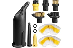 URHELP 10 Stück für Kärcher Dampfreiniger Zubehör SC1 SC2 SC3 SC4 SC5, Dampfreiniger Bürste Set inkl Verlängerte Düse, Gebogene Düse, Kleine Rundbürste, Handdüse Microfiber Cloth, für Küchenmöbel Boden