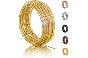 POPOYU 50m Aluminiumdraht,Basteldraht 1mm,Basteldraht Silber,Basteldraht Dünn,Metalldraht Skulptur,Basteldraht Aluminiumdraht Zum für Herstellung Bastelarbeiten,Bindedraht DIY-Skulpturen,Gold